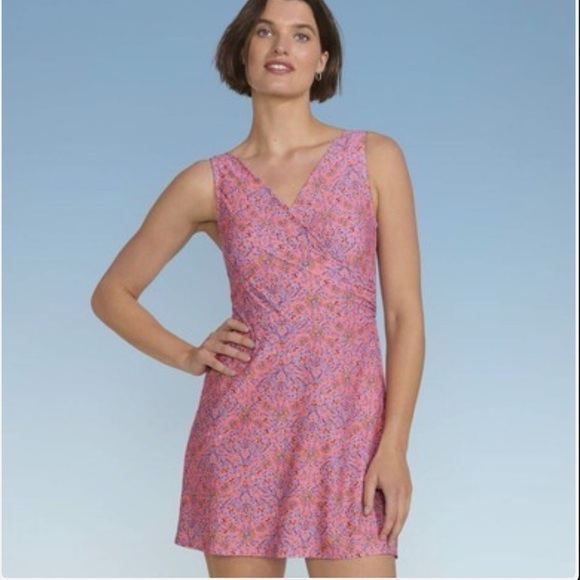 Lands' End Other - Lands End Women's Coral Floral Chlorine Resistant Wrap Swim Dress Size XL NWT